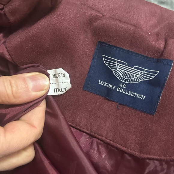 Vintage Burgundy Faux Suede Trench Coat, Size Medium - Picture 10 of 10